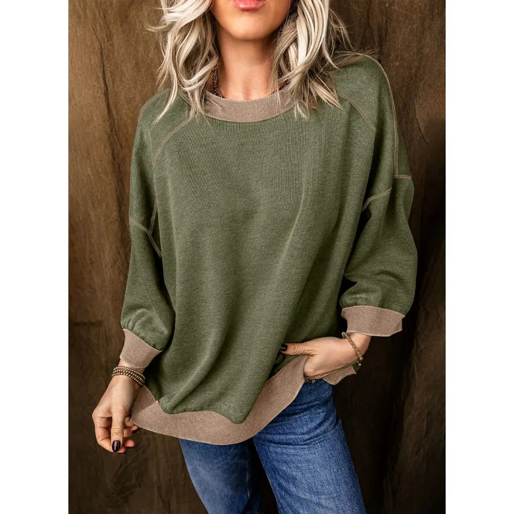 Dokotoo Women's Oversized Acid Wash Pullover Sweatshirt - Vintage Cotton Crew Neck Long Sleeve with Matching Pants