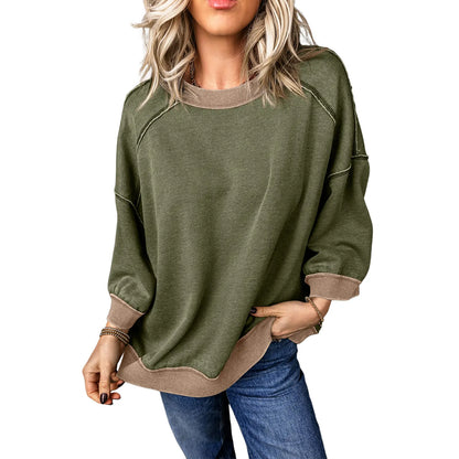 Dokotoo Women's Oversized Acid Wash Pullover Sweatshirt - Vintage Cotton Crew Neck Long Sleeve with Matching Pants