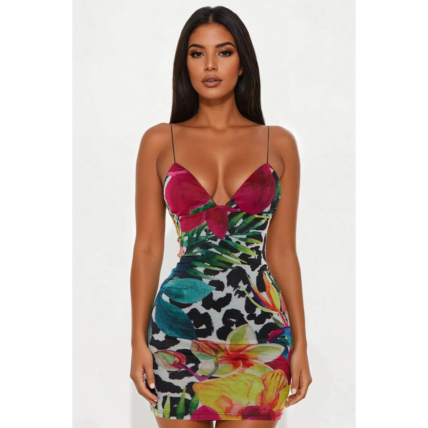 Mariposa Printed Mesh Mini Dress - Multi Color