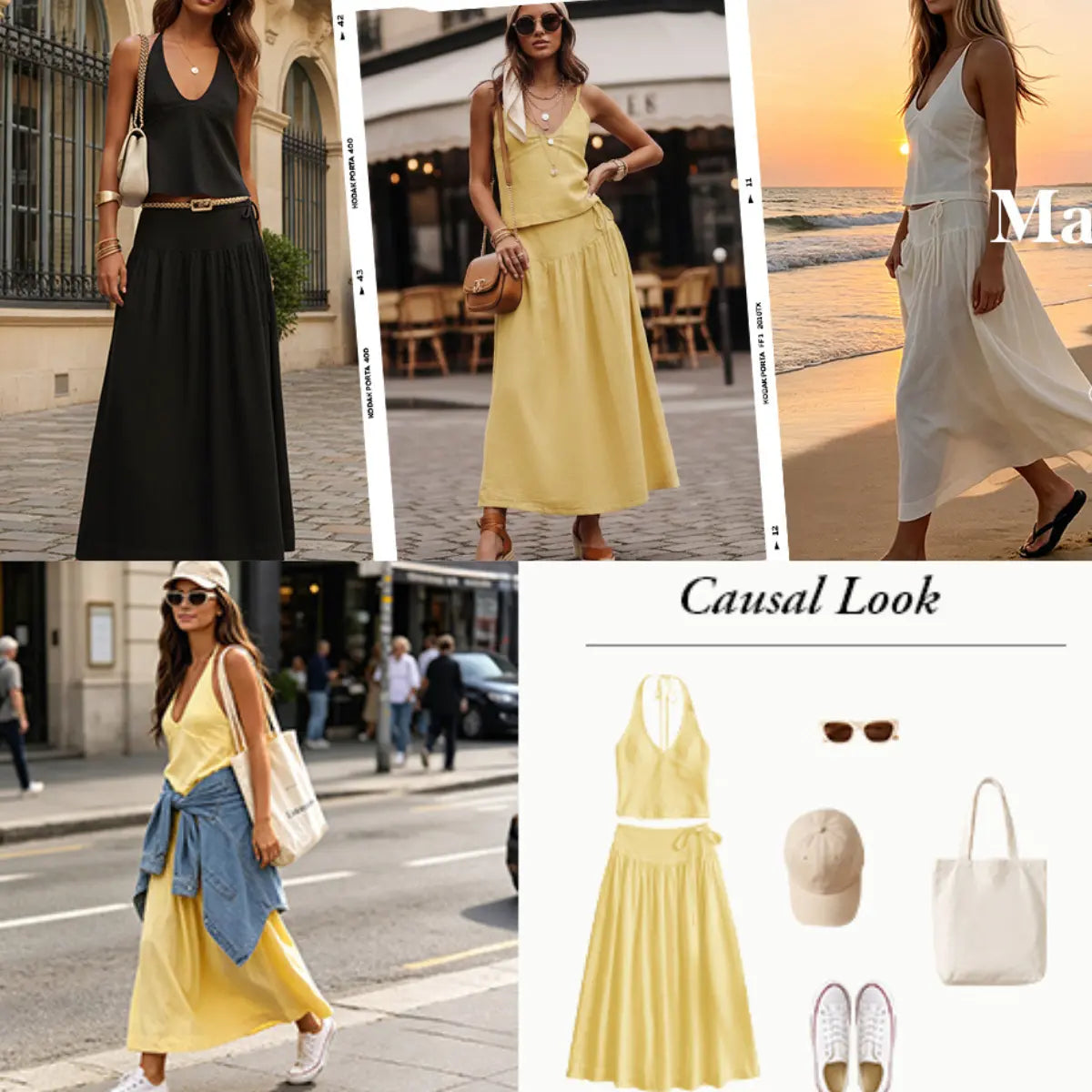 Mibbory 2 Piece Linen Skirt Set for Women 85%Cotton & 15%Linen Summer Outfits Sandshell Linen Skirt Set Sleeveless Halter Open Back Top Maxi Skirt Two Piece Sets with Pockets Cotton Blend Resort Vacation Casual Beach Travel Wear