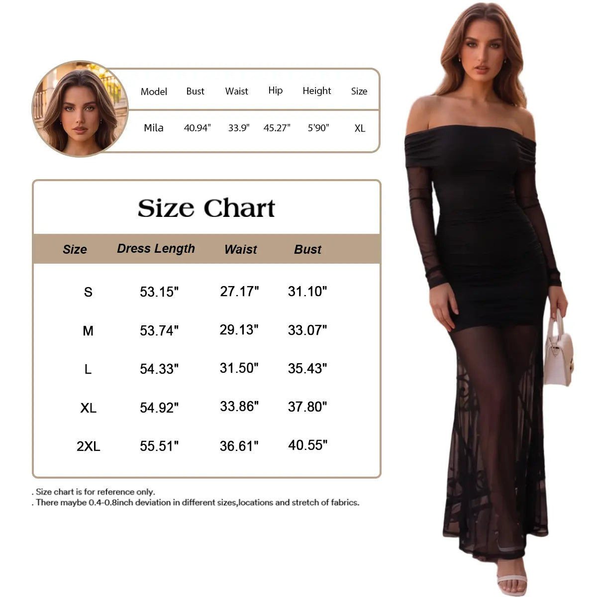 Florboom Women's Elegant Off-Shoulder Sheer Mesh Maxi Dress with Long Sleeves and Ruched Bodycon Fit for Evening Events, Cocktail Parties, and Special Occasions