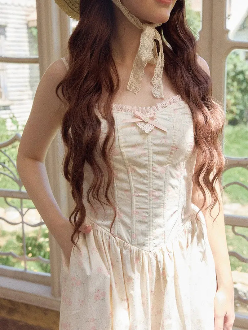 Afternoon Petal Corset Dress- Cupcake Dresses Women Dress Peplums Wendy Pink Dress Hoco Elengatine Chic Design Floral Baby Shower Floral Print Ruffled Maxi Dress Strap Maxi Dress Feminine Womenswear Casual Birthday Outfit Wedding Dress