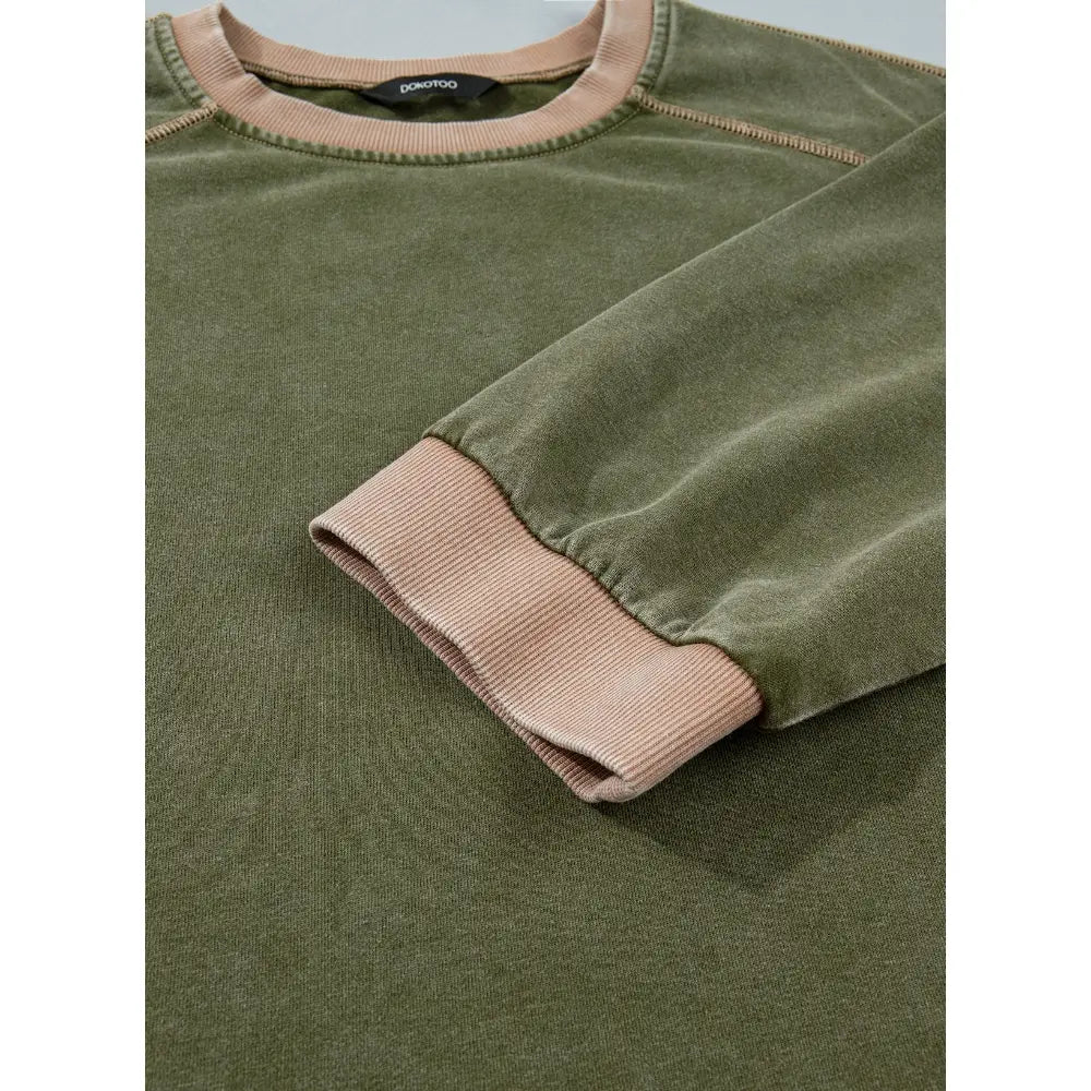 Dokotoo Women's Oversized Acid Wash Pullover Sweatshirt - Vintage Cotton Crew Neck Long Sleeve with Matching Pants